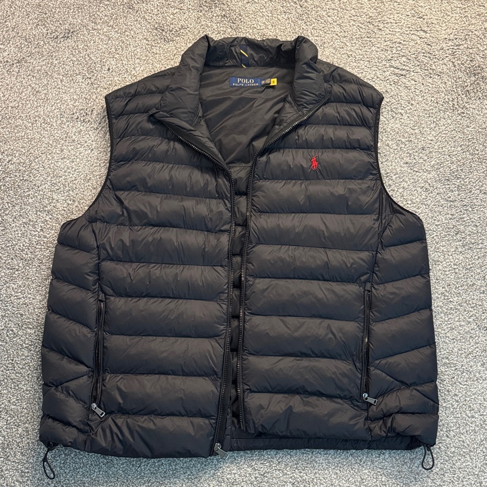 Polo by Ralph Lauren Black Quilted Puffer Vest with Red Pony